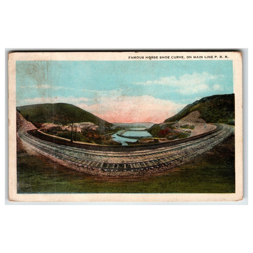 Famous Horseshoe Curve PA Railroad Vintage Postcard J. Robbins & Son